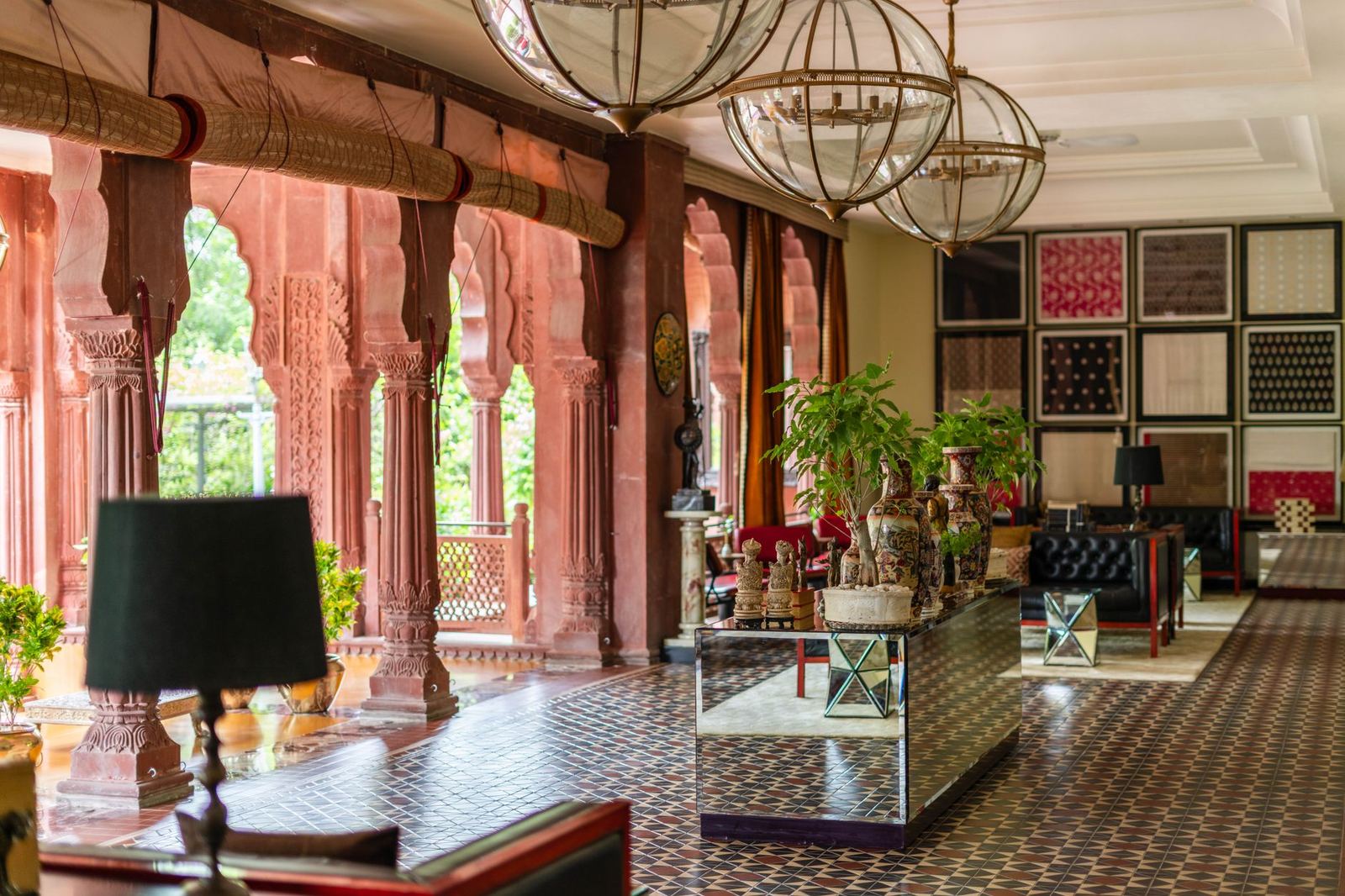 Lobby of a palace hotel in India